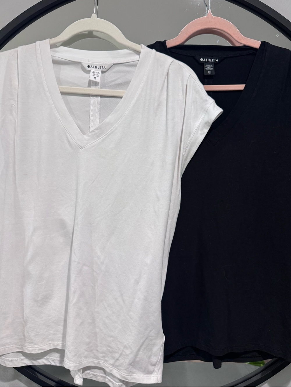 Athleta V-Neck Cap Sleeve Tee in White and Black (2-pack)